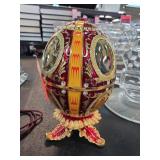 Decorative Red and Gold Egg With Stand