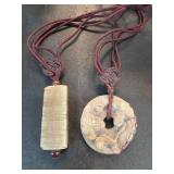 Carved Jade Pendant Necklace Set
