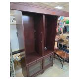 Dark Wood Entertainment Cabinet with Glass Doors