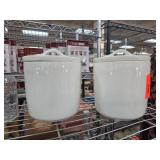 Crate & Barrel 2pc White Ceramic Canisters