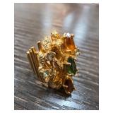 18k HGE Gold-Plated Ring with Gemstones