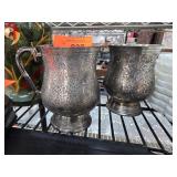 Ornate Silver-Tone Cups with Handles