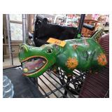 Hand-Painted Green Hippopotamus Figure Signed