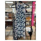 Virginia Taylor Blue and White Halter Dress