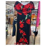 Black Dress With Red Floral Print Design