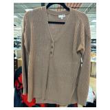 Brown Knit Sweater with Button Detail