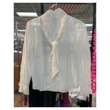 White Polyester Blouse with Neck Tie