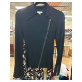 Chicoï¿½s Black Ribbed Zipper-Front Jacket