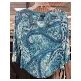 Talbots Petite Blue Paisley Blouse