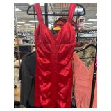 Red Masquerade Dress with Ruched Design