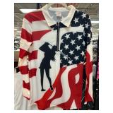 Polyester Golf-Themed American Flag Shirt