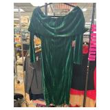 Green Velvet Off-Shoulder Dress