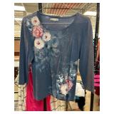 Rebecca Malone Blue Floral Embellished Top