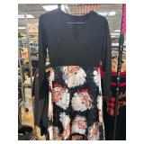 Black and Santa Claus Print Long-Sleeve Dress