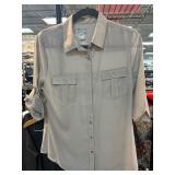 H&M Beige Button-Up Long-Sleeve Shirt