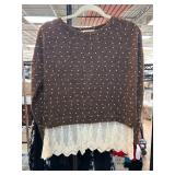 Altard State Brown Sweater With Lace Hem