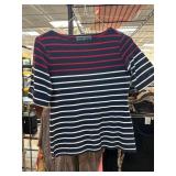 Karen Scott Striped Cotton-Polyester Top