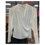 Anne Klein White Long-Sleeve Blouse
