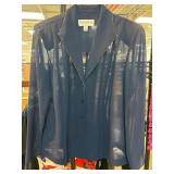 Danny & Nicole Sheer Navy Button-Down Blazer