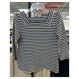 Talbots Petite Navy and White Striped Top