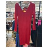 Red Heart & Hips Knit Long Sleeve Dress