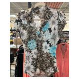 Copper Key Floral Blouse in Black, White, and Blue