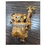 St. John Gold-Tone Koala Pin with Rhinestones