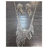 Rhinestone Necklace and Earring Set