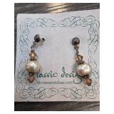 Sterling Silver Pearl and Crystal Earrings