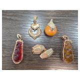 Five Mixed-Material Pendant Charms