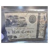 Early Half Cent Colonial Banknote Fragment