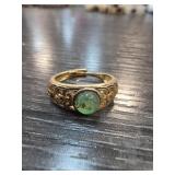 Jade Ring with Ornate Band Design, Sz 7