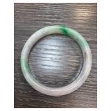 Jade Bangle Bracelet with Green Accents