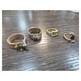 Four Gemstone Rings in Mixed Metals