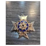 Gold-Fill Blue Enamel Star Brooch with Pin Clasp