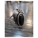 Sterling Silver Ring with Black Stone