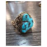 Silver Ring with Large Turquoise Stone