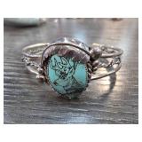 Sterling Silver Deer Design Cuff Bracelet