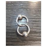 Sterling Silver Hoop Earrings with Bead Accents