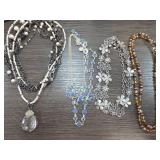 Four Mixed Material Necklaces