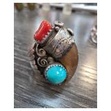 Sterling Silver Sz 12 Navajo Ring Signed JC