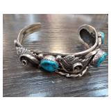 Signed Whirling Wind 29g Turquoise Cuff Bracelet
