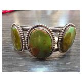 Sterling Silver Bracelet with Green Stones 59g
