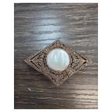 Sterling Silver and Marcasite Pin with Mother of P