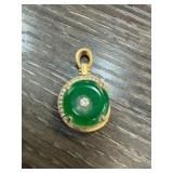 Green Jade Pendant with Gold-Tone Setting