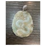 Carved Jade Pendant with Dragon Motif