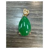 Heart and Jade Teardrop Pendant