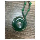 Green Jade Donut Pendant Necklace