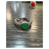 Jade Ring with Decorative Band, Size 5.5