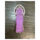 Purple Jade Buddha Pendant with Metal Setting